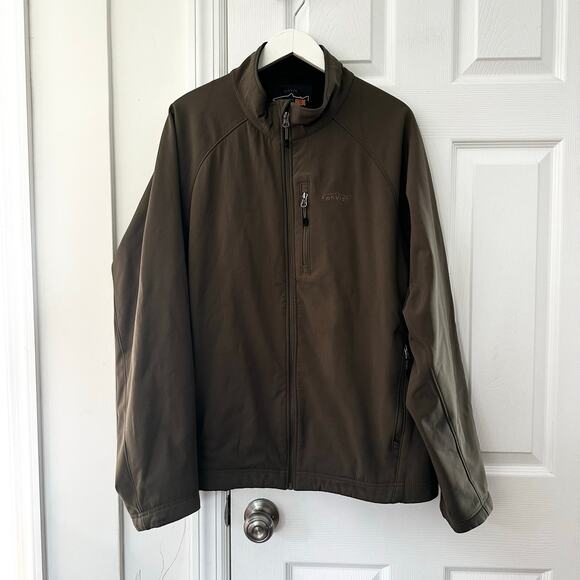 Orvis Trout Bum Khaki Green Soft Shell Fleece Lined Full Zip Jacket Men XL - Picture 1 of 11